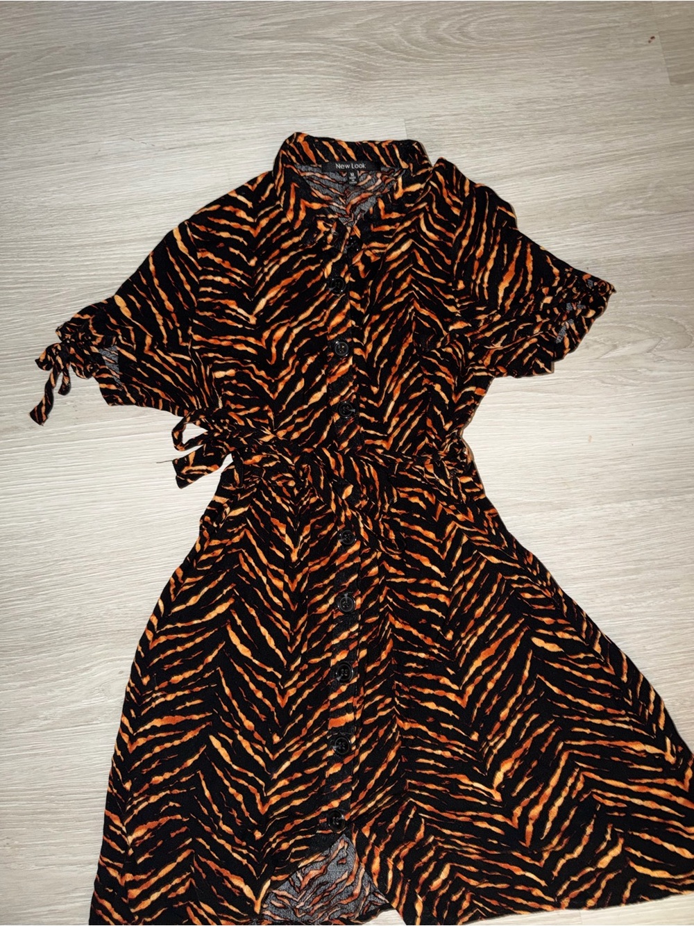 New Look Black and Orange Tiger-Stripe Midi Dress
